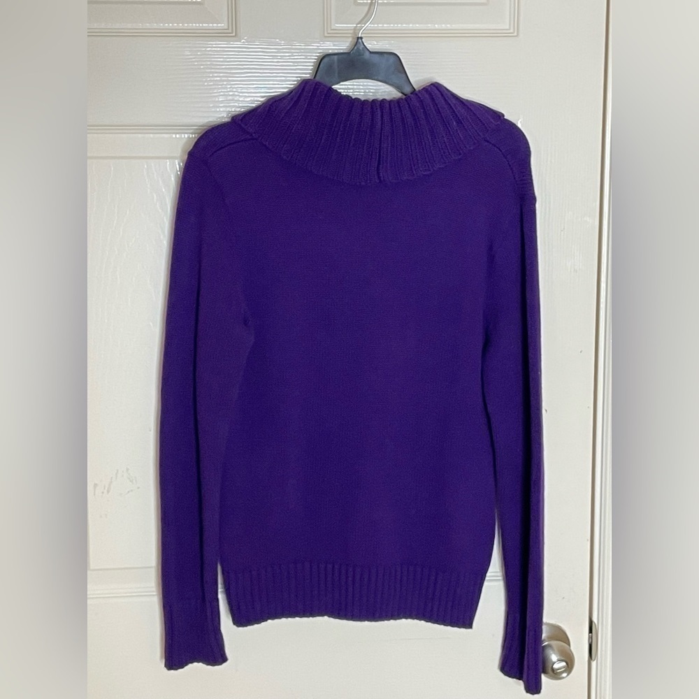 LRL Ralph Lauren Cotton Sweater Purple Pullover Bone Button Green Label Large - Picture 11 of 11